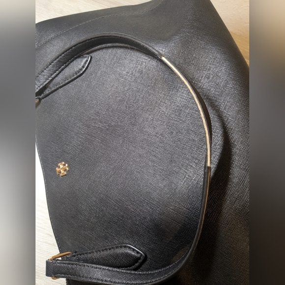 Tory Burch Black Leather Emerson Small Zip Tote Shoulder Bag Classic Designer - Picture 12 of 14